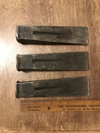 Set Of 3 Usa Made Vintage 9 " Heat Treated Fire Wood Splitting Wedges 5lbs Ap5064