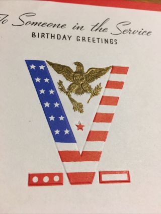 1942 World War Ii Soldier Rust Craft Birthday Greeting Card Victory V Gold Eagle