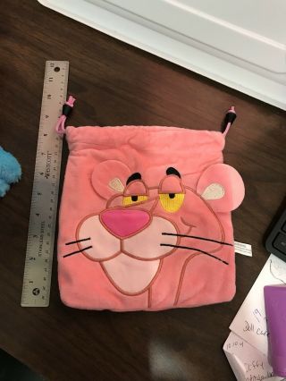 The Pink Panther Plush Drawstring Purse Cosmetic Pouch Gift Bag