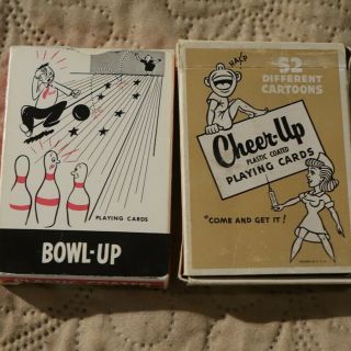 Vintage Cheer - Up & Bowl - Up Playing Cards 1950 