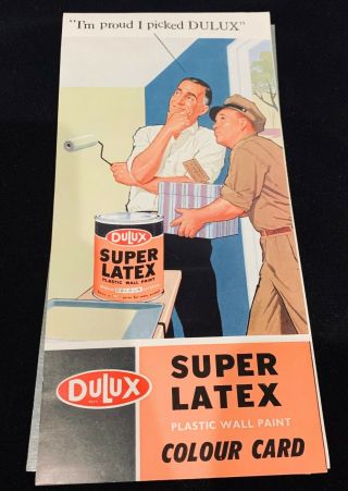 Dulux Latex Colour Card Brochure,  C.  1950s Australia Vintage Mid - Century