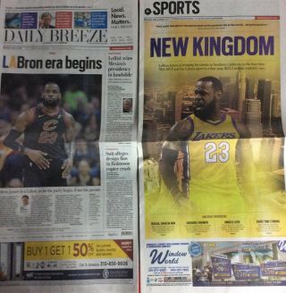 Lebron James Daily Breeze Sports Sections July 2 2018 Kingdom Era Begins
