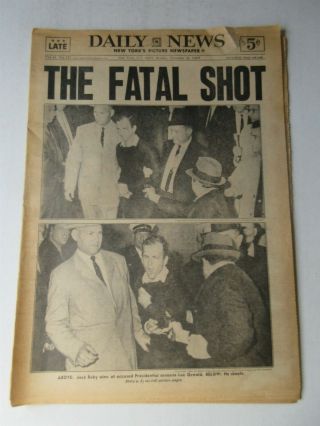 Jack Ruby Shots Lee Harvey Oswald Newspaper York Daily News 11/25 1963