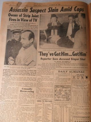 Jack Ruby Shots Lee Harvey Oswald Newspaper York Daily News 11/25 1963 2