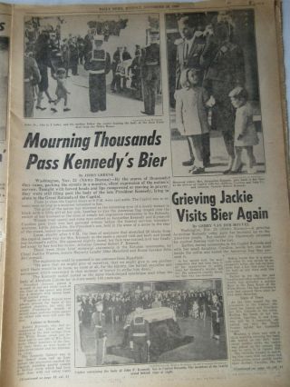 Jack Ruby Shots Lee Harvey Oswald Newspaper York Daily News 11/25 1963 3