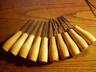 10 - Vintage Wood Carving Tools Chisels Assorted Styles Detail Knives