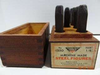 Vintage Millers Falls 1/4 " Punches 1550 Steel Stamps 1/4 " Figures Numbers Set 9