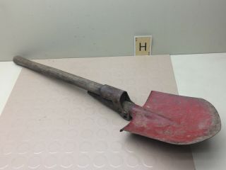 Vintage 2 Position Red Blade Wood Handle Folding Shovel & Pick