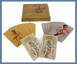 Vintage Quick On The Draw Cowgirl Pin - Up Playing Cards Two Deck Set (b041)
