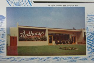 Vintage Anthony’s Fish Grotto Seafood Restaurant Menu San Diego CA 1957 3