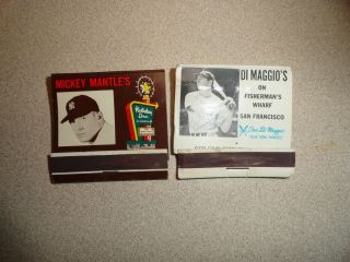 Vintage Matchbooks W/ Mickey Mantle & Joe Di Maggio Advertising Business.