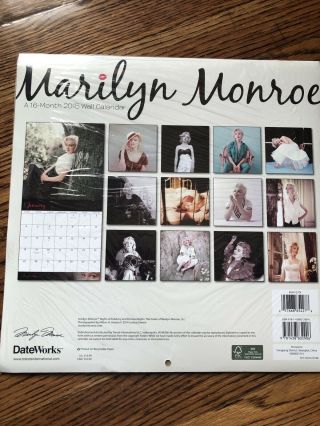 Rare Marilyn Monroe 16 Month 2015 Wall Calendar Dateworks 2