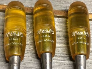 Vintage Stanley Everlast 3 Piece Chisel Set 1/2”,  3/4” & 1” Factory Edge 3