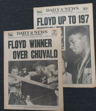 Floyd Patterson Vs George Chuvalo - Boxing - 2 1965 York Daily News Newspapers