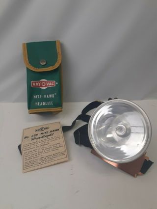 Vintage Rayovac Ray - O - Vac Nite Hawk No.  298 Head Lite Flashlight W/carry Pouch
