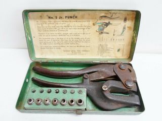 Vintage Whitney Punch No.  5 Jr Sheet Metal Punch With 7 Punches
