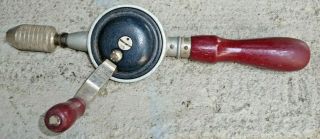 Vintage Stanley No 610 100 Plus Hand Drill Enclosed Gear Wooden Handle Eggbeater