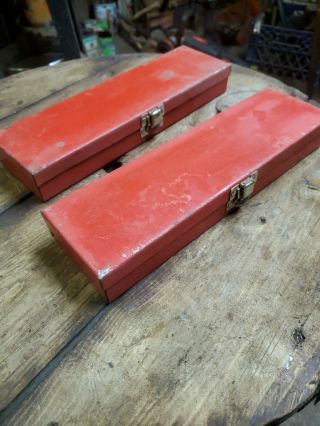 Vintage Red Metal Tool Box Ratchet Socket Case Vintage Tool