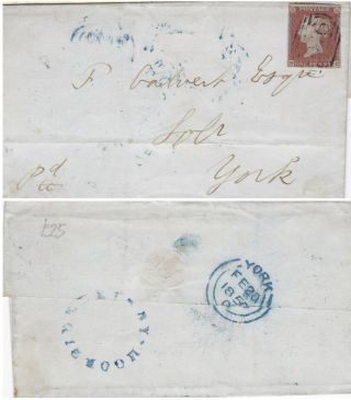 1850 Qv Yorkshire Scarce Kirbymoorside Udc On Cover With A 1d Penny Red Stamp