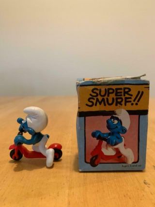 Vintage Schleich Wallace Berrie Peyo Smurf Scooter Toy 40230