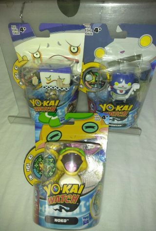 3 Yokai Watch Medal Figurines For App Nip Robonyan Noko Noway Video Game Toy