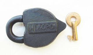 Early All Brass Power Company Logo Padlock And Key