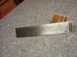 Vintage Machinists Steel Ruler/craftsman No.  4011,  Reference Table,  Tap Drill Size