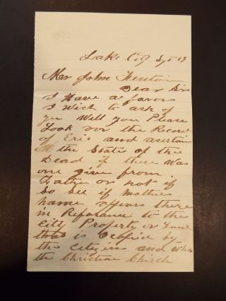 Antique Handwritten Letter Addressed To John Fenton,  Erie,  Il
