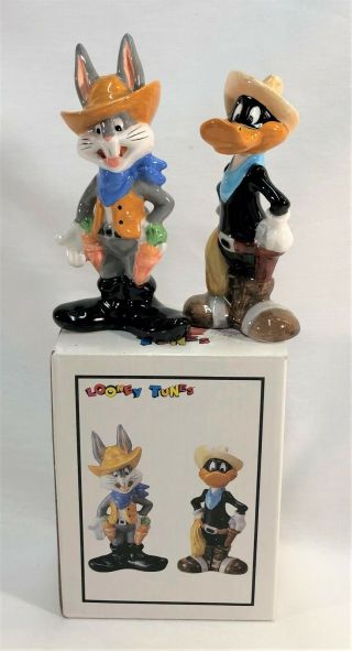 Daffy Duck Bugs Bunny Looney Tunes Warner Bros Salt & Pepper Shakers 1993 Mib