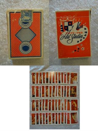 Vtg 1950’s Art Studies Playing Cards 52 Diff Nudes Pinups Novelties Mfg St Louis