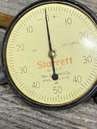 Vintage Starrett No.  655 - 141 Dial Indicator.  001 -.  250 Range 2
