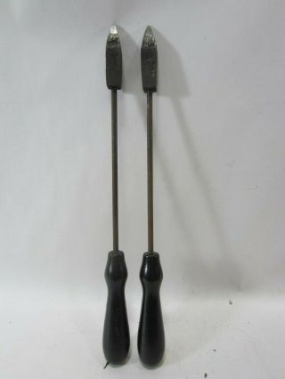 2 Antique Soldering Irons With Copper Tips And Wooden Handles M 434
