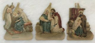 Nativity Mary Jesus Joseph Angel Die Cut Victorian Scrap Paper Antque Germany 3 "