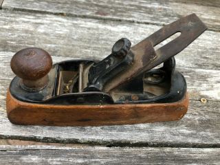 Antique “stanley Liberty Bell No 122” Wood Bottom Plane Made 1877 - 1918