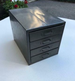 Vintage Small Metal 4 Drawer Parts Organizer Storage Box