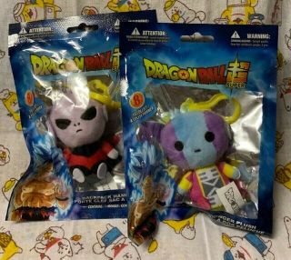 Dragon Ball Set Of 2 Plush 3 " Backpack Hangers In Bags