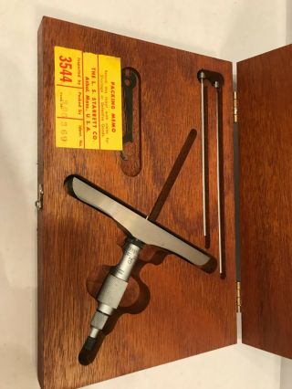 Starrett Depth Gauge Micrometer 445 0 - 6” Wood Case Machinist Tool Athol,  Mass