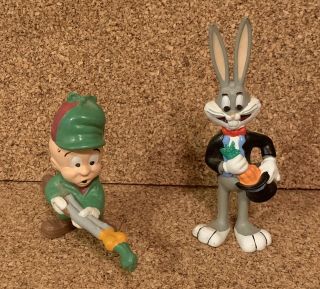 Vintage Looney Tunes Elmer Fudd & Bugs Bunny Figurine Applause 1990