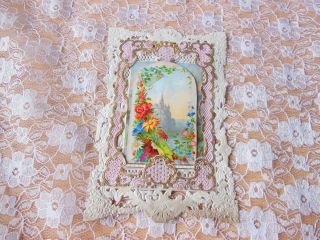 Victorian Paper Lace Greeting Card/pop - Up Scene Behind Flap/meek