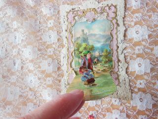 Victorian Paper Lace Greeting Card/Pop - Up Scene Behind Flap/Meek 2