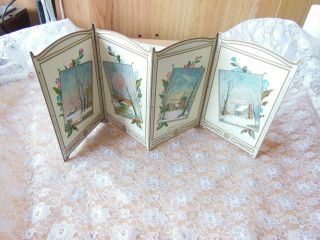 Victorian Christmas Year Card/stand - Up Folded Four Panelled Screen