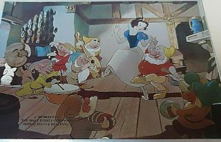 Rare Authentic Vintage Disney Snow White & 7 Dwarves Foil Art Picture