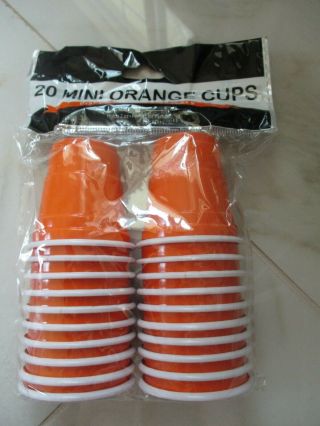 Orange Plastic Mini Cups 2 Oz.  Set Of 20 Cold,  Disposable Shot Glasses
