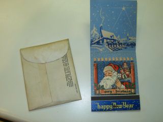 Vintage Large Merry Christmas Happy Year Santa Matches Matchbook