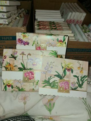 Carol Wilson Fine Arts Stationery 10 Blank Note Cards Envelopes Floral Iris