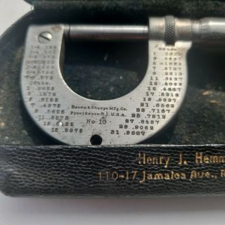 Vintage Brown & Sharpe Micrometer No.  10 w/ case 0 - 1 