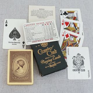Antique Rexall Country Club Gold Edge Playing Cards Deck United Drug Co.  Boston