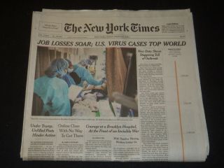 2020 March 27 York Times - Job Losses Soar; U.  S.  Virus Cases Top World