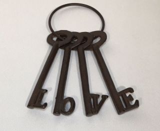 Love Keys / Decor / Large Iron Skeleton Keys On Ring That Spell Love