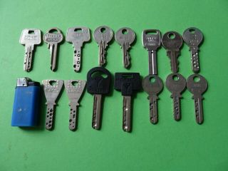 15 Old High Security Keys.  Kaba Anker Lips Assa Silca.  Lock Padlocks Cylinder